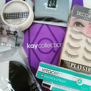 Thankyou Beauty Hampersnya @kaycollection Inside Beauty Hampers:♦Clear Last High Cover Face Powder♦Pie Sponge from @masamishouko ♦Decorative Eyelash♦Oil Film from Masami Shouko♦Sexy type Eyebrow Guide from Masami Shouko♦Vitacreme B12 for Eye & Lip Balm.I'll try it soon 🙆 Once again, Congrats for new opening at MKG 2. 🎉 #Kaycollection #beautyhampers #KayMKG2 #Masamishouko #ClozetteID