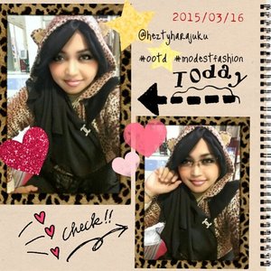 🍷🌹💜 Diary of #heztyharajuku : Nyan nyan!... 😻😹😸 #ootd #modestfashion #coveredstyle #headscarf #animalprint #leopardjacket #leopardpattern #hoodiejacket #nekomimi #clozetteid #scarfmagz #fashion #style #hotd