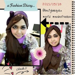 💜🍷💜#fashiondiary of #heztyharajuku: #lilac and #darkbrown brown kinda day!...💜🍷💜 #modestfashion #coveredstyle #headband #headscarf  #fashioncoordinate #fashion #style #clozetteid #scarfmagz #hotd #ootd