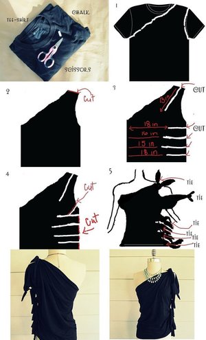 DIY Tutorial: Clothes Refashion / DIY No Sew, One Shoulder Shirt