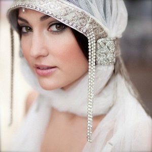 1920s Art Deco bridal veil cap - a STUNNING one-off handmade piece using vintage tulle and repurposed original Art Deco elements