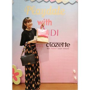 Playdate with @gaudi_clothing @eminacosmetics & @clozetteid. Thank you for todayy, I had sooo much fun!! Anddd thanks to @veloveid for the personalized cute twilly and iphone case 🎀 #clozetteid #clozetteambassador