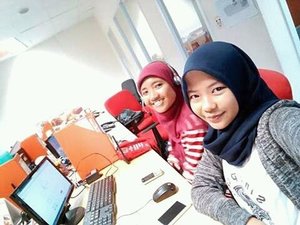 Me and my partner in fab maulida 😁 this pic was taken when both of us have to (still) work on weekend that's why t-shirt is a good outfit 😉 no matter whenever it is just try keep up the good work and keep smile ☺ #ClozetteID#btpartnerinfab#butterflytwistseasons