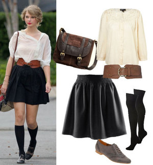 #casual #trendy #blackwhite #skirt #blouse #tasvintage #flatshoes #clozzeteid