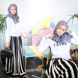 The most colorfull thing in the world is black & white, it contains all colors and at the same time excludes all 🔲🔳 Black & White for @elhasbu Becky Skirt. #elhasbustyle #clozetteid #AcerLiquidJade