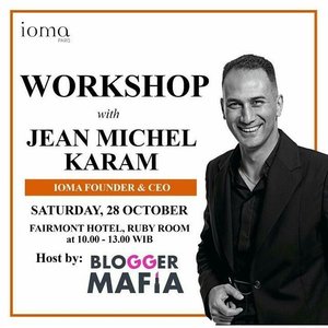 Join workshop with @jean_michel_karam from Paris – The IOMA Founder & CEO, and Creator of Sphere2 skincheck machine.

With the excitement of IOMA New launch product that can “ Recharge Your Skin In A Flash At Night “  Be the first to own it…

Join this workshop : * Get your Personalized Decoupage Clutch class. * Interesting promotion & Reward for Top Spender . * Lunch & coffee break provided

Saturday 28 October 2017, 10:00-13:00
Fairmont Hotel, Ruby Room

For RSVP, please contact: Atun 081293709399 (WA) .
Ticket workshop Rp. 500.000 dapat ditukar dengan produk IOMA termasuk lunch, voucher & samples.
We hope to see you there 💋💋
.
.
#ioma #iomaindonesia #bloggermafia #workshop #beautyjunkies #indobeauty #beautyworkshop #beautyclass #skincareworkshop #indobeauty #mua #skincare #blogger #l4l #beautyjunkies #beautyevent #beautyinfluencer #blogger #bloggerindo
