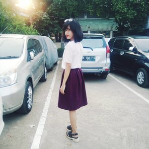 Morning ☀
My outfit today. Top and Skirt made by myself. Still learning to sew.
Shoes by @adorableprojects 
#clozetteid #ootd
#sonyxperiac4dual
