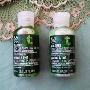 Hoping these two will make a new season for my skin! 🙏😍 Btw I'm using 'vivid' filter from #mi4i camera and the result is quite good (with some brightness adjustments)😙😝 #tbs #thebodyshop #ClozetteID #teatree #travelsize #BeautyandFashion #bblogger #facialwash #toner