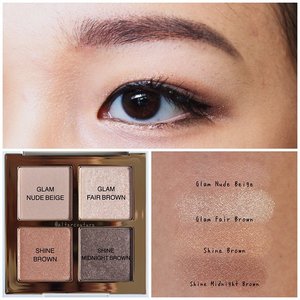 .#ALTERCOUTUREview Pony Shine Easy Glam 3 #01 BROWN BLOOM⠀⠀⠀⠀⠀⠀⠀This quad consist of neutral nude color with glittery and shimmery finish. When I swatched on my arm, it have a decent color payoff. But once apply on the lid. Only Shine Midnight Brown shown well on the lid, while Glam Nude Beige is also shown by build layer.. Glam Brown shown on lid look like a gliterry shadow, while Glam Fair Brown look like a loose glittery.#clozetteid #beautybloggerid #indonesiabeautyblogger #beaustagram #eyestagram #memeconfidance#ALTERCOUTUREbeauty #makeup #maquiallage #eyeshadow #포니 #플라워 #01브라운운블룸 #샤인이지글램3 #미미박스