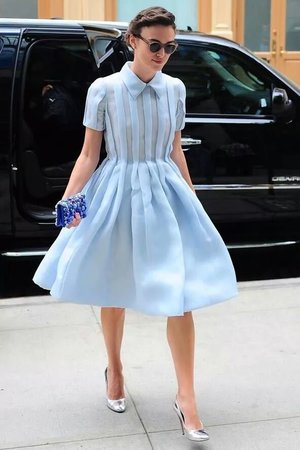 Pleated Blue Dress