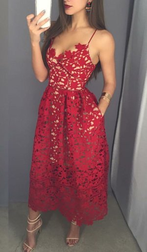 Vanessa Red Lace Bustier Cocktail Dress <3 <3