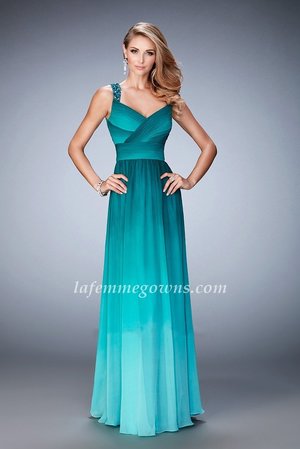  Alluring ombre chiffon gown with a gathered bodice and crystal encrusted straps. Back zipper closure.
 
Size: Standard Size or Custom Made Size
Style: LF-22432
Closure: Back Zipper
Details: Ruched Bodice, Beaded Straps, Bra Cups
Fabric: Chiffon
Length: Long
Neckline: Sweetheart
Waistline: Natural
Color: Jade
Tag: Jade, Long, Sweetheart, Prom Dresses, La Femme 22432
