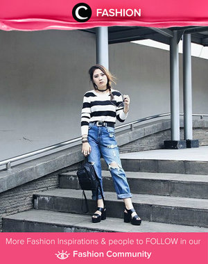 When the stripes meet the ripped jeans. Simak Fashion Update ala clozetters lainnya hari ini di Fashion Community. Image shared by Clozetter: @michellageorgia. Yuk, share outfit favorit kamu bersama Clozette.
