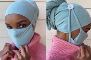 Model Halima Aden Mendesain Masker Wajah Untuk Pemakai Hijab