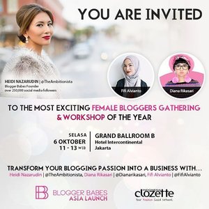 Suka nge-blog? Dan ingin membuat blog kamu lebih produktif? Kali ini, Clozette Indonesia berkolaborasi dengan Founder #BloggerBabes @Theambitionista , @Dianarikasari , dan @Fifialvianto akan berbagi tips hingga pengalaman seputar blogging. It's time to transform your passion into a business! Yuk, segera registrasikan dirimu dengan klik link pada bio Instagram kami! Gratis, loh! #ClozetteID #BloggerBabes #FashionBlogger #FemaleBlogger #Fashionista #Instagrammers #iotd #potd #fashionpeople