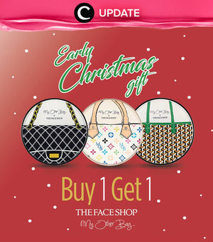 Early christmast gift from The Face Shop! Setiap beli 1 cushion The Face Shop, kamu akan mendapatkan 1 cushion gratis! Penawaran berlaku hingga stok habis so grab it fast!  Jangan lewatkan info seputar acara dan promo dari brand/store lainnya di Updates section.