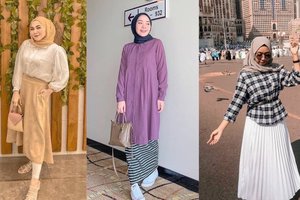 7 Padu Padan Kemeja dan Rok Panjang Simpel untuk Hijaber