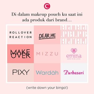 Yuk intip sebentar make up pouch-mu saat ini, di antara brand kecantikan di bawah ini, brand apa saja yang produknya ada di dalam make up pouch-mu? Tulis jawabannya di kolom komentar ya, Clozetters! #ClozetteID