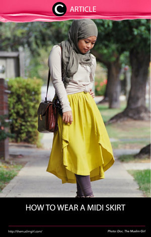 Kata siapa hijaber tidak bisa bergaya dengan midi-skirt? 
Asal padu-padannya tepat dan tetap menutupi aurat, 
kamu bisa memukau siapapun yang melihat. 
Cek inspirasinya di http://bit.ly/2g7KL7G.
Simak juga artikel menarik lainnya 
di Article Section pada Clozette App.