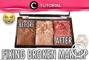 Makeup-mu rusak karena terbanting? Coba ikuti tutorial ini untuk memperbaikinya: http://bit.ly/2TIT1xu. Video ini di-share kembali oleh Clozetter @kamiliasari. Lihat juga tutorial lainnya di tutorial section.