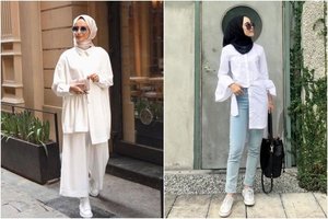 8 Inspirasi Mix And Match Kemeja Putih Hijab Tanpa Ribet dan Tetap Sopan