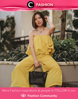 Weekend is here! Bright yellow jumpsuit from Tutuloph might be a good idea to complete your day out look. Simak Fashion Update ala clozetters lainnya hari ini di Fashion Community. Image by Clozette Ambassador @yanitasya. Yuk, share outfit favorit kamu bersama Clozette.
