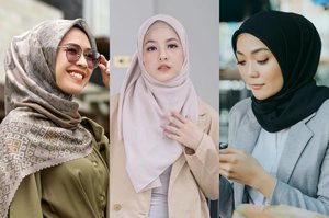 12 Gaya Hijab Segi Empat Tanpa Jarum Pentul yang Praktis