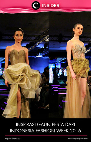 Bukan hanya koleksi ready to wear, ada juga koleksi gaun pesta yang wajib kamu intip di koleksi Indonesia Fashion Week lalu. Simak ulasan lengkapnya dari Clozette Insider di sini http://bit.ly/1LZ4oL6. Simak juga artikel menarik lainnya di http://bit.ly/ClozetteInsider