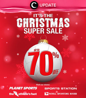 Get in shape before new year with Planet Sports & Sports Station Christmas Super Sale up to 70% off! Penawaran ini hanya berlaku hingga 13 Desember 2015, lho. Jangan lewatkan info seputar acara dan promo dari brand/store lainnya di sini bit.ly/ClozetteUpdates