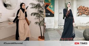 10 Outfit Hijab dengan Tunik dan Dress ala  Helmi Nursifah