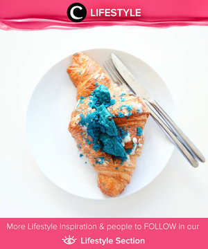 Blue croissant: croissant filled with sweet cream and topped with blue cookies. Yummy! Simak Lifestyle Updates ala clozetters lainnya hari ini di Lifestyle Section. Image shared by Clozetter: @Redhacs. Yuk, share momen favorit kamu bersama Clozette.