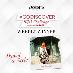 SELAMAT kepada Clozetter @ryzchacha !!! Kamu memenangkan tantangan minggu keenam #GoDiscover Hijab Challenge dalam tema #Travel In Style. Kirimkan data dirimu (Nama, Alamat, No.Hp, scan KTP) ke hello@clozette.co. Konfirmasi kami terima selambatnya sebelum tanggal 4 Agustus 2015. 
Sekali lagi, selamat, ya!! Dan bagi Clozetters lainnya, ikuti tantangan Hijab Challenge minggu ini dalam tema #ForeverFriendship. Kamu pun masih berkesempatan memenangkan hadiah perjalanan UMROH! ;) Klik link pada bio Instagram kami untuk mengikuti. 
#ClozetteID #hijabstyle #hijaboftheday #hijabfashion #hijabootdindo #hijaboftheworld #hijaboftheday