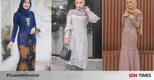 8 Inspirasi Dress & Kebaya Brokat dengan Hijab buat Kondangan