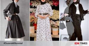 10 Mix and Match Outfit Monochrome dan Hijab ala Inas Rana