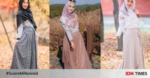 10 Inspirasi Padukan Hijab dan Rok ala Anisa Rahma, Manis & Stylish!