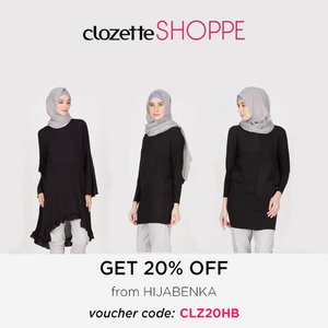 Hijabers, belanja outfit terkini koleksi Hijabenka via #ClozetteSHOPPE yuk! Spesial Clozette member, dapatkan DISKON 20% koleksi terbaru Hijabenka. Klik di sini untuk belanja dan dapatkan kode vouchernya: http://bit.ly/HBClzt30