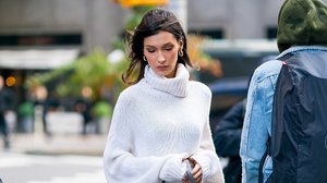 Bella Hadid Takes the Sweater Dress to the Next Level