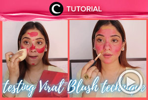 Teknik makeup viral ini menggunakan blush ke seluruh wajah, lho! Berhasil nggak, ya? Coba intip di: https://bit.ly/3xjMtH3. Video ini di-share kembali oleh Clozetter @kamiliasari. Lihat juga yuk, tutorial lainnya di Tutorial Section.