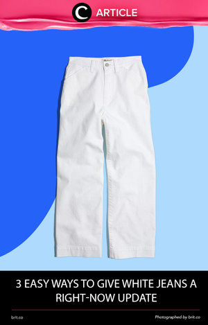 Since white jeans is the new blue jeans, sepertinya kamu harus mulai membiasakan diri untuk memadupadankannya dengan fashion item lain. Cek artikel ini untuk tipsnya http://bit.ly/28SvR0u. Simak juga artikel menarik lainnya di http://bit.ly/ClozetteInsider