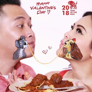 WHEN VALENTINE MEETS CHINESE NEW YEAR 💓🎆 Hi guys, this is my look to celebrate Vals'day + Chinese New Year.
.
.
Val's day is everything about love and 2018 is the year of Dog according to Chinese Zodiac. So why not we meet em together?.
.
.
Do you remember Lady and The Tramp from Disney Movie, yes the Spaghetti and Meatballs Scene? I got the inspiration from this scene.. .
.
A love story about two dogs who are united by dire circumstances and a romantic plate of Spaghetti and Meatballs.

I really love this Art Look. This is so me. Hahaha something sweet, something romantic.. !!! Hope guys love it too...
.
.
Happy Val's Day Guys, i Wuufff You!!
.
.
The product that i used:
@mehronmakeup Face Painting
@nyxcosmetics_indonesia White & Black Matte Eyeliner
@tartecosmetics Concelear
@benefitindonesia Ka-Brow Gel Cream
@urbandecaycosmetics Eye primer
@lagirlindonesia Pro Coverage Foundation
all brush using @sigmabeauty
@kaycollection Eyelashes
.
.
PS: @kevin.thomas.irwan
Thank you for supporting me to create this look, i really love you and the spaghetti too.. So yamm! Happy Val's Day Love.. Wuuff youu!!
.
.
@indobeautygram @indovidgram #indobeautygram #indovidgram #ivgbeauty #beautyguru #beautygram #indobeautyblogger #indobeautyvlogger #facepainting #eyeshadow #UDindonesia #nyxcosmeticsid #lovemakeup #makeupjunkie #makeuplover #underatedglams #makeupwithregina #clozetteid #undiscovered_muas #bloggermafia #hypnaughtymakeup #allmodernmakeup #valentine #chinesenewyear #muasfeaturing #sfxmakeup #ladyandthetramp #disney @undiscoverd_muas @thatglamourfeed @xmakeuptutsx @wakeupandmakeup @futuremuas