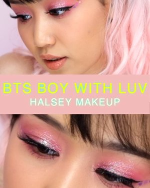 BTS BOY WITH LUV ft. @iamhalsey inspired makeup! Luv banget eyeshadownya halsey di video ini! I would rather the pink to be more neon, but gotta work with what i got 🤘🏻-Using the Cheekleaders palette from @benefitindonesia as blush, eyeshadow, and also highlighter! This palette is amazing and been using it nonstop since i got it 😍 #benefitindonesia #pinksquad - @nyxcosmetics_indonesia ultimate edit petite palette - @eclatpressedglitter - @urbandecaycosmetics heavy metal glitter - @megalien.id aries glitter- @marcjacobsbeauty black liner - @getthelookid loreal lash paradise...#indobeautygram #clozette #clozetteid #charisceleb #tampilcantik #inspirasicantikmu #ragamkecantikan #undiscovered_muas #make4glam #dailygirlsfeed #100daysmakeup #100daysofmakeupchallenge #bts #boywithluv #army #halsey #btshalsey #persona #btsarmy