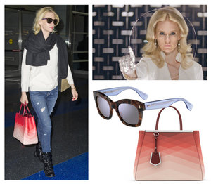Spotted: January Jones Looking Chic In Fendi Sunglasses & Bag