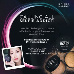 Massive #GIVEAWAY by Rivera!.Expressing yourself through make up can be so much fun! Don’t forget to show and share your look to us through our Selfie Challenge.Three winners with the best selfie will win ***iPhone X, mirrorless camera, and 10 Rivera Cosmetic hampers*** How to enter:1.	Follow @Riveracosmetics on Instagram.2.	Post your selfie photo on your Instagram account.3.	In the caption, describe how far can you go to express yourself to get your look for your selfie photo. Don’t forget to include #selfieaddictpowder and #Riverachallenge, and mention @Riveracosmetics.4.	Mention at least 3 of your friends and ask them to join the fun.Entry will close at 28 September 2018 at 11:59pm. The winner will be announced on 5 October 2018. Terms & Conditions apply: bit.ly/RiveraSelfieChallenge...KKXX Stylenanda Black Earrings from @selcouth.plus#clozetteid