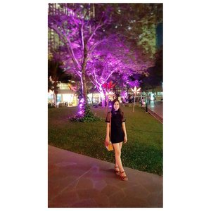 Sepertinya kalau aku fotonya di bawah pohon yang disinari warna ungu, ini jadi foto horor.. untung ga boleh injek rumput 😂 #potd #fotd #ootd #me #clozetteid #clozette #clozettedaily #centralpark #tribeca #park #nature #blogger #indonesianbeautyblogger #beauty #beautyblogger #latepost