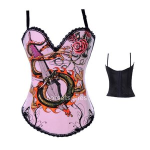 Printed Court Overbust Corsets Bustier Tops in High Quality Online Cheap