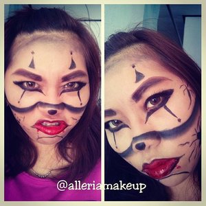Percobaan yg gagal -_- #halloween #clown #halloweenmakeup #dressyourface #wakeupandmakeup #alleriamakeupartist #makeupartistsworldwide #beautyblogger #clozetteid