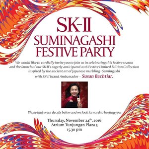 Sorry for re-Upload banner..
Hi Surabaya's Beauty Enthusiast! There will be SK-II Christmas Party on 22-27 Nov 2016 at Sogo Plaza Tunjungan, and this opens for public so everyone can go!
You will learn more about Suminagashi – the inspiration of this year’s SK-II Festive Limited Edition.
•••
There will also be a lot of interesting activities such as Suminagashi Workshop & Showcase, Interactive Session with Blogger, Makeup Challenge, #SOTD (Style Of The Day) Challenge at photo booth at the event. Prepare yourself and see you on @skii party!!
•••
#ClozetteID #ClozetteIDXSKIISBY #changedestiny #SKIIgifts #SKII