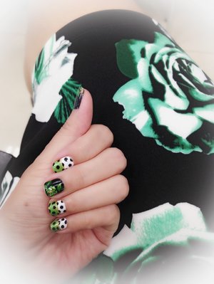 Green dress with green nail art