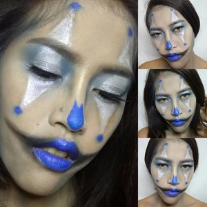 Another trial .
.
.
#clown #makeup #helloweenmakeup #helloween #makeupfreak #makeupgeek #wakeupmakeup #clozetteid #instamakeup #blueclown #blogger #indonesianbeautyvlogger #indonesianbeautyblogger #indonesianfemaleblogger #atomcarbonblogger #beautiesquad