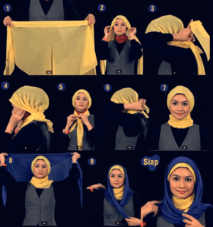 Hijab Tutorial Segi Empat 2 Warna 